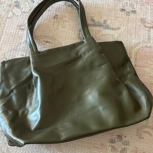 Neiman Marcus olive green bag with samples